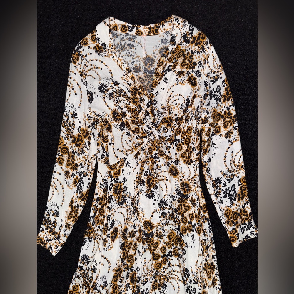Free People Tough Love Shirt Dress Floral Midi Bohemian Floral Sz12 - Picture 8 of 16